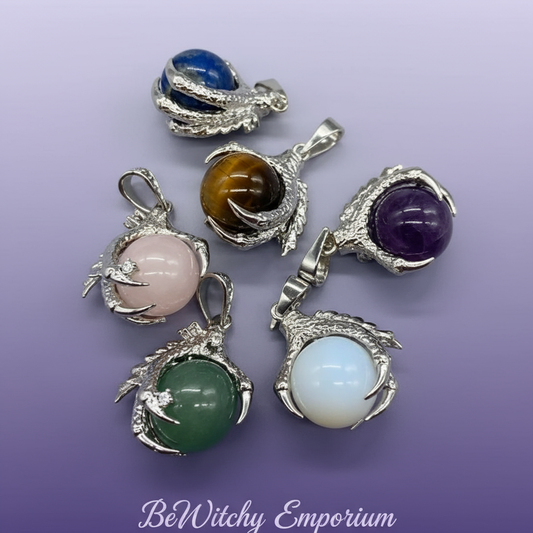 Exact dragon claw gemstone pendant set with clean professional styling and BeWitchy Emporium watermark