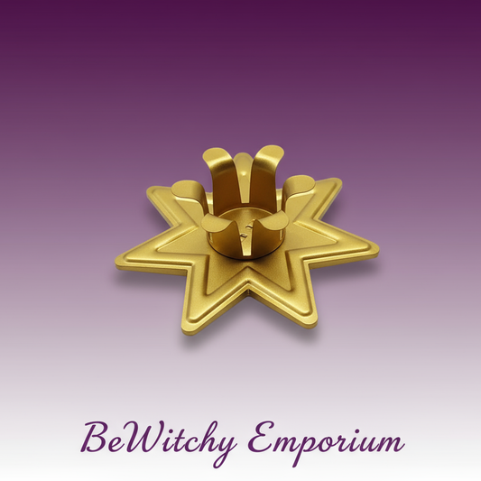 Exact gold merkaba star candle holder with clean professional styling and BeWitchy Emporium watermark