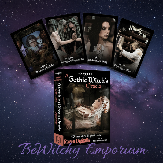 Exact Gothic Witch's Oracle deck with cosmic mystical styling and BeWitchy Emporium watermark