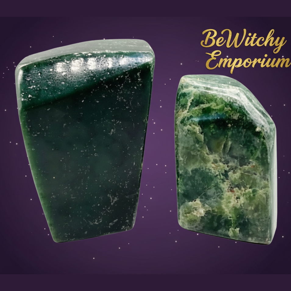 Exact green aventurine bookends with clean professional styling and BeWitchy Emporium watermark