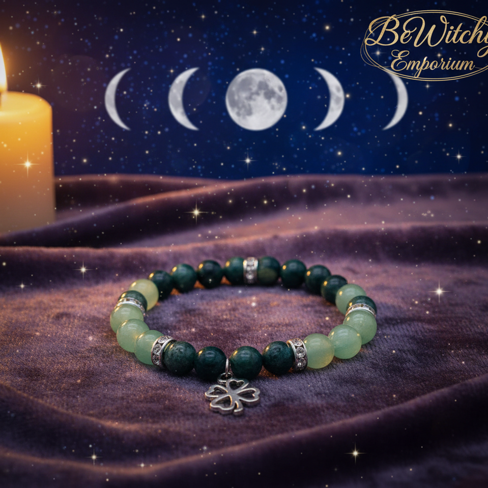 Exact green crystal bracelet with professional mystical prosperity atmosphere