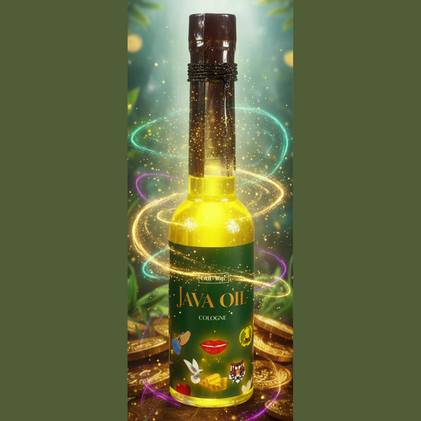 Exact Java Oil bottle with abundance prosperity energy effects