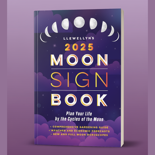 Exact Llewellyn's 2025 Moon Sign Book with clean professional styling and BeWitchy Emporium watermark