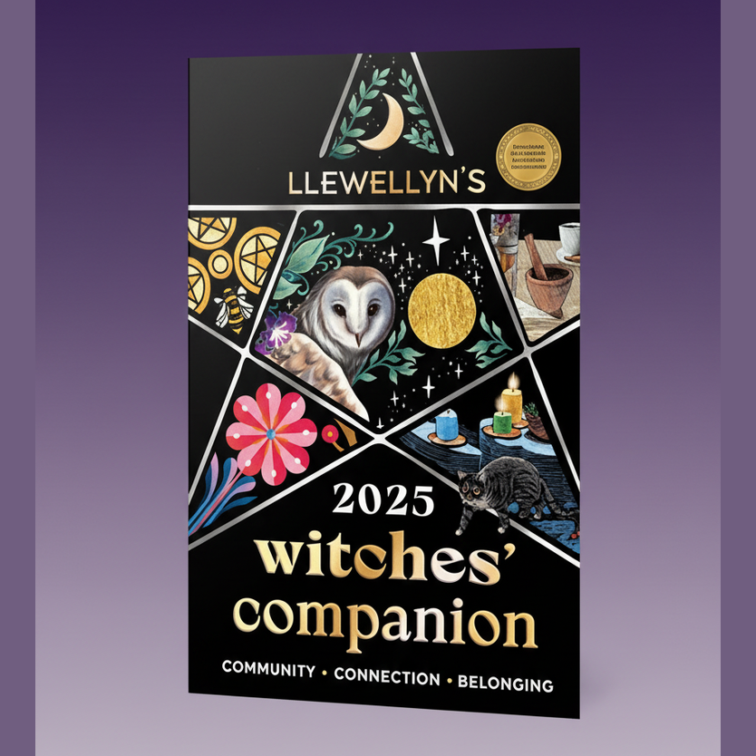 Exact Llewellyn's 2025 Witches' Companion with clean professional styling and BeWitchy Emporium watermark