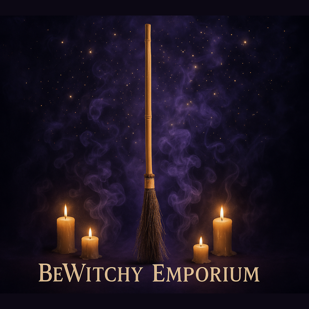 Exact magical broom with mystical atmosphere