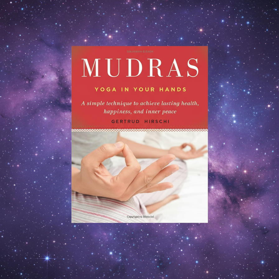 Exact Mudras: Yoga in Your Hands book with cosmic mystical styling and BeWitchy Emporium watermark