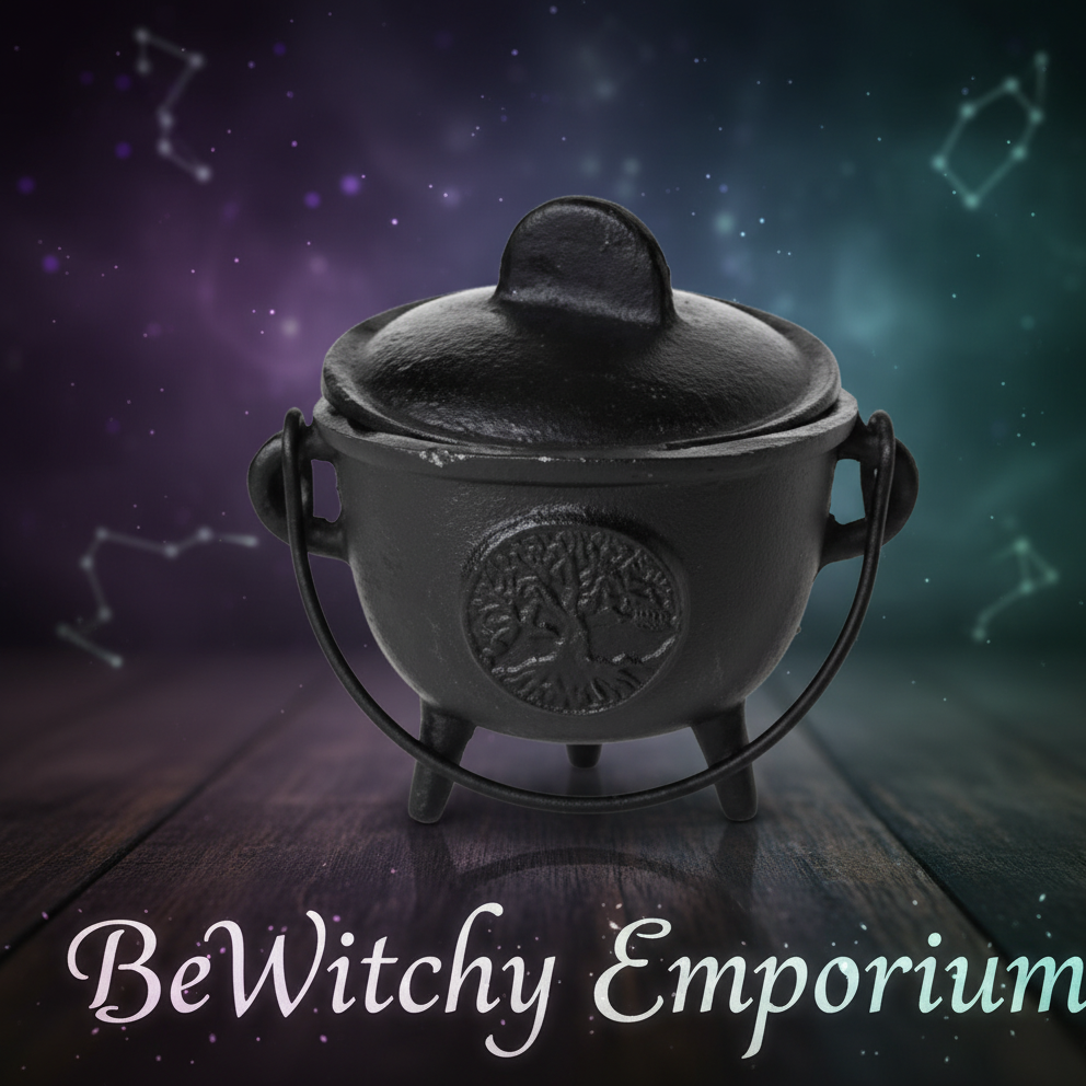 Exact original black cast iron cauldron with elegant watermark