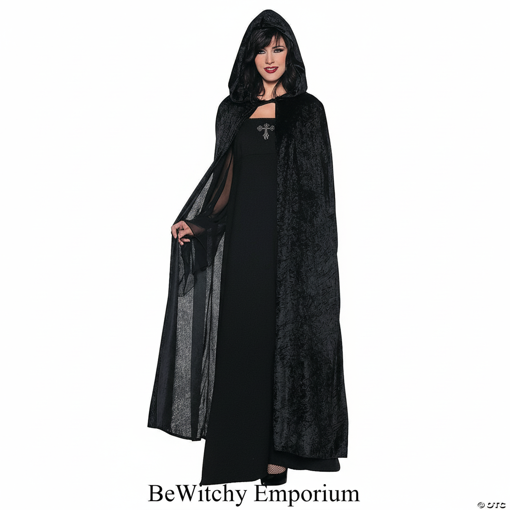 Exact original black hooded cloak with branding