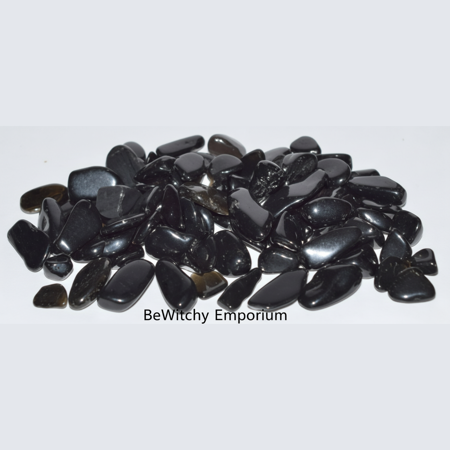 Exact original black obsidian tumbled stones with branding