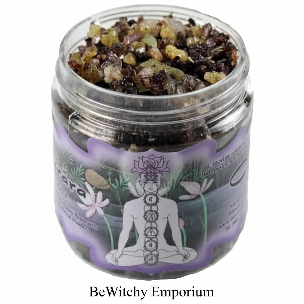 Exact original chakra resin incense jar with branding