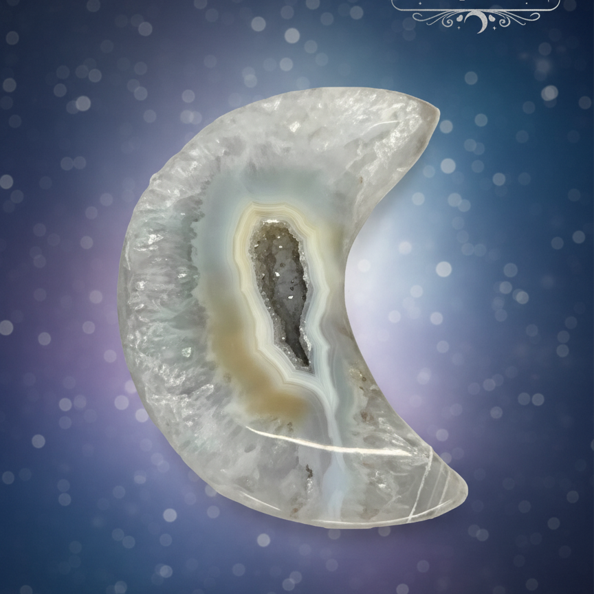 Exact original clear quartz crescent moon with elegant composition