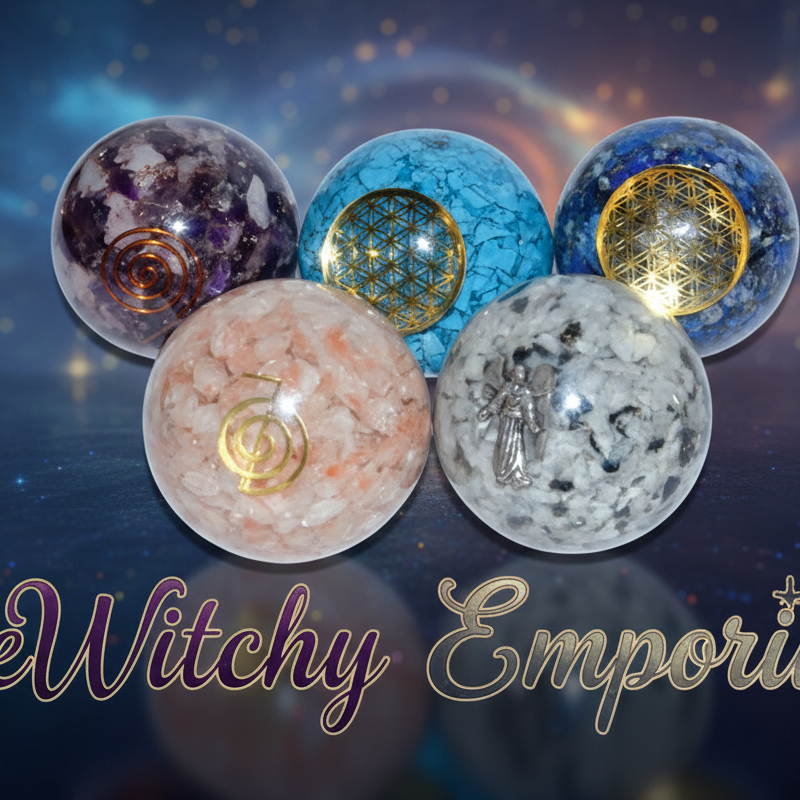 Exact original collection of orgone spheres with elegant watermark