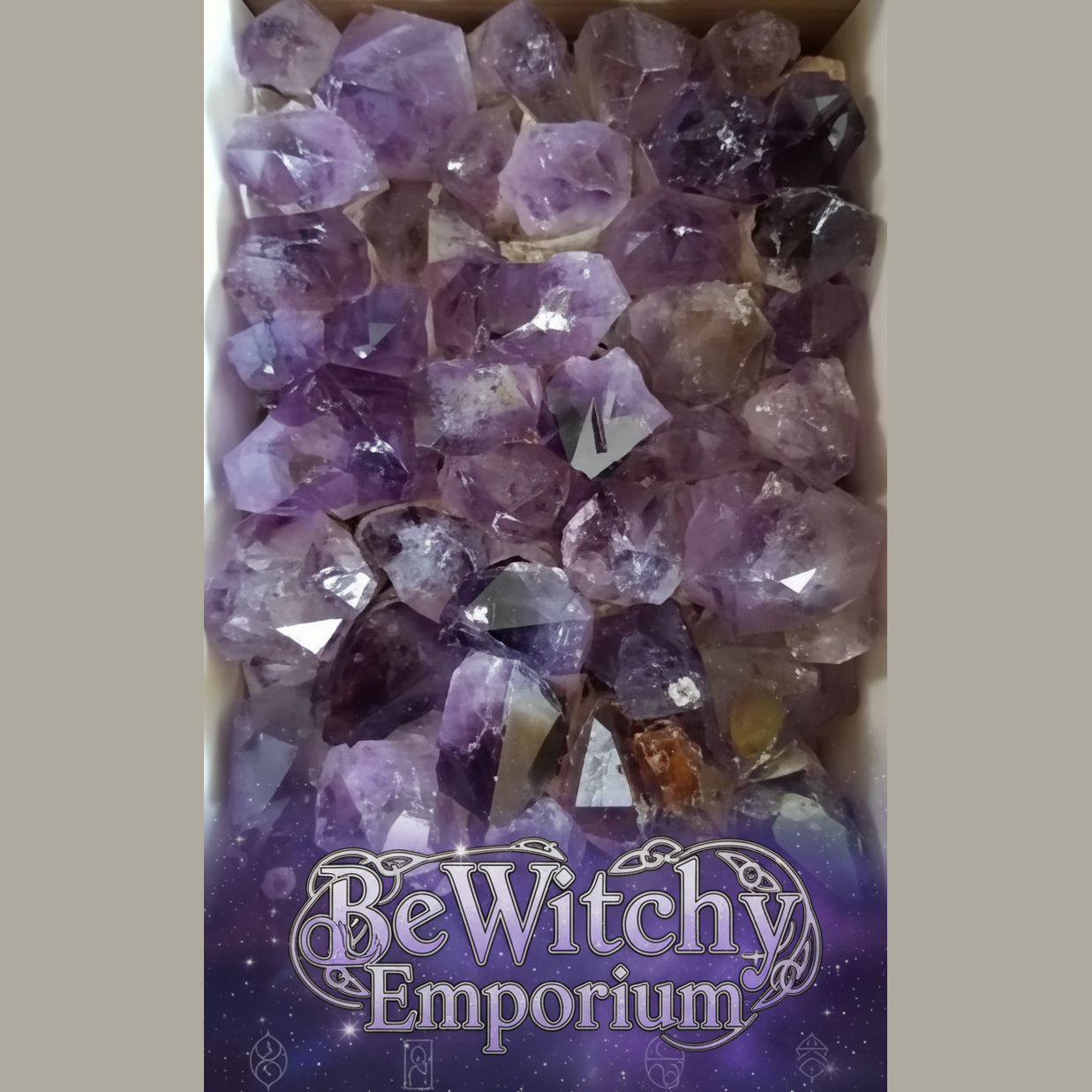 Exact original raw amethyst crystals with elegant watermark