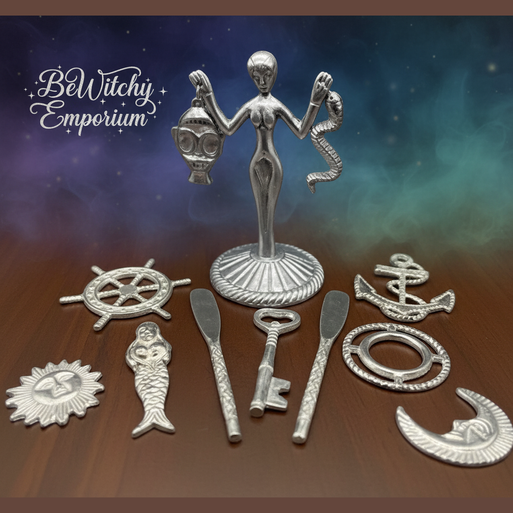 Exact original silver altar tool set with elegant composition