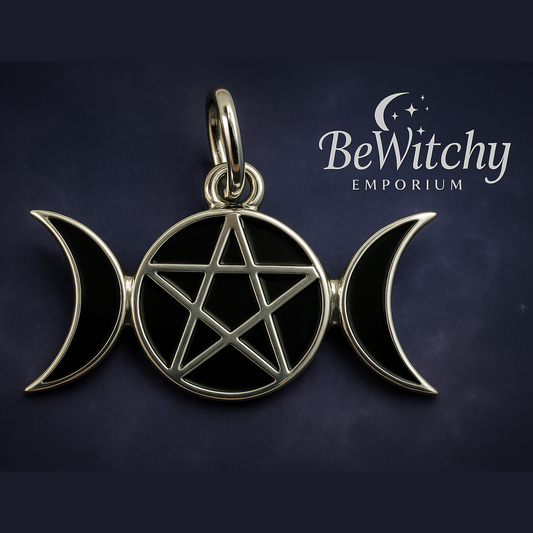 Exact original silver triple moon pendant with elegant composition