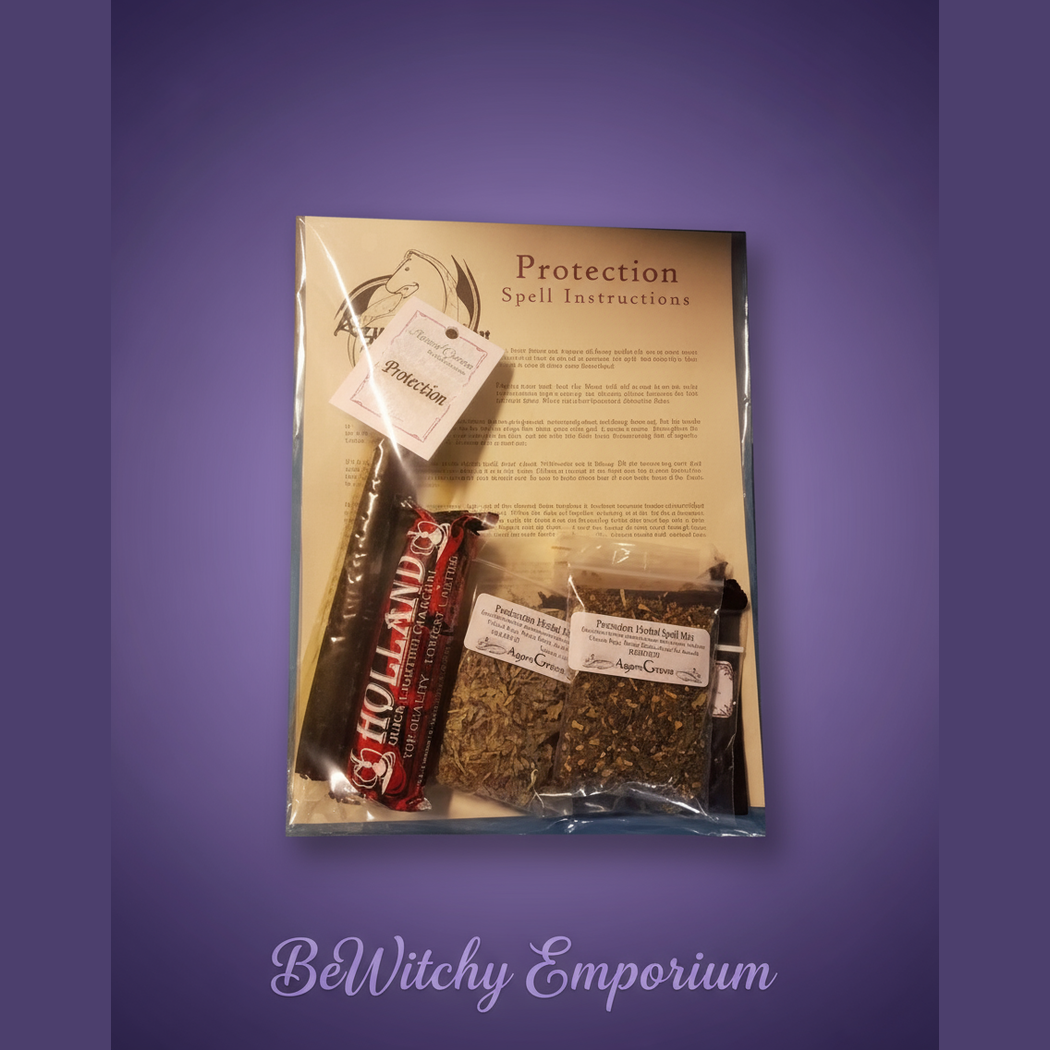 Exact Protection Spell Kit with clean professional styling and BeWitchy Emporium watermark