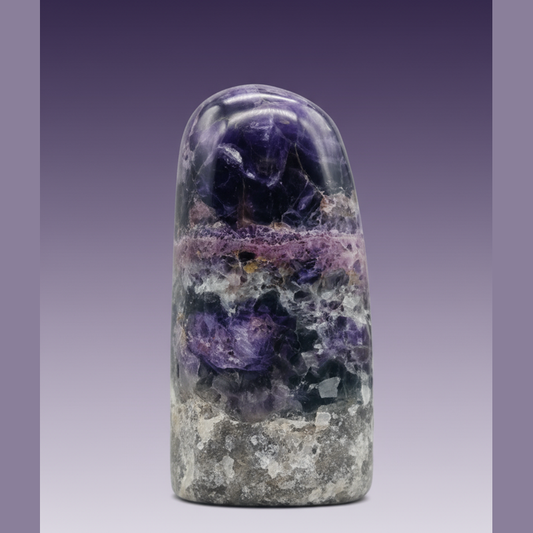 Exact purple fluorite tower with clean professional styling and BeWitchy Emporium watermark