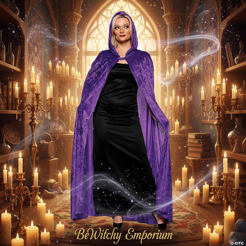 Exact purple hooded cloak with bright elegant effects