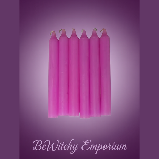 Exact purple mini spell candles with clean professional styling and BeWitchy Emporium watermark