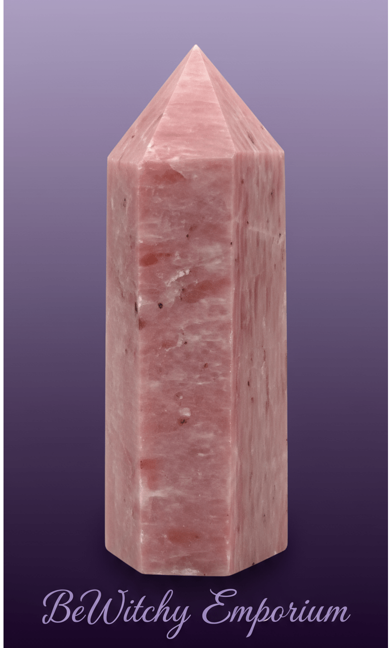 Exact rose quartz tower with clean professional styling and BeWitchy Emporium watermark