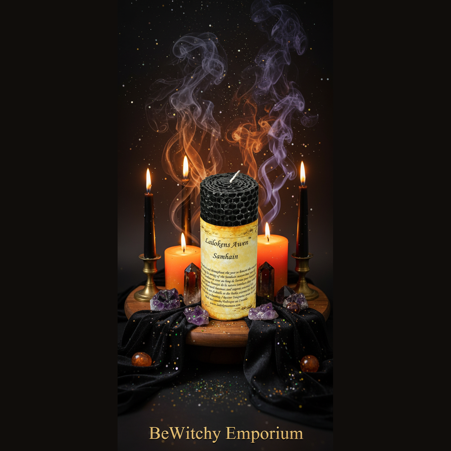 Exact Samhain candle with magical Halloween sabbat effects