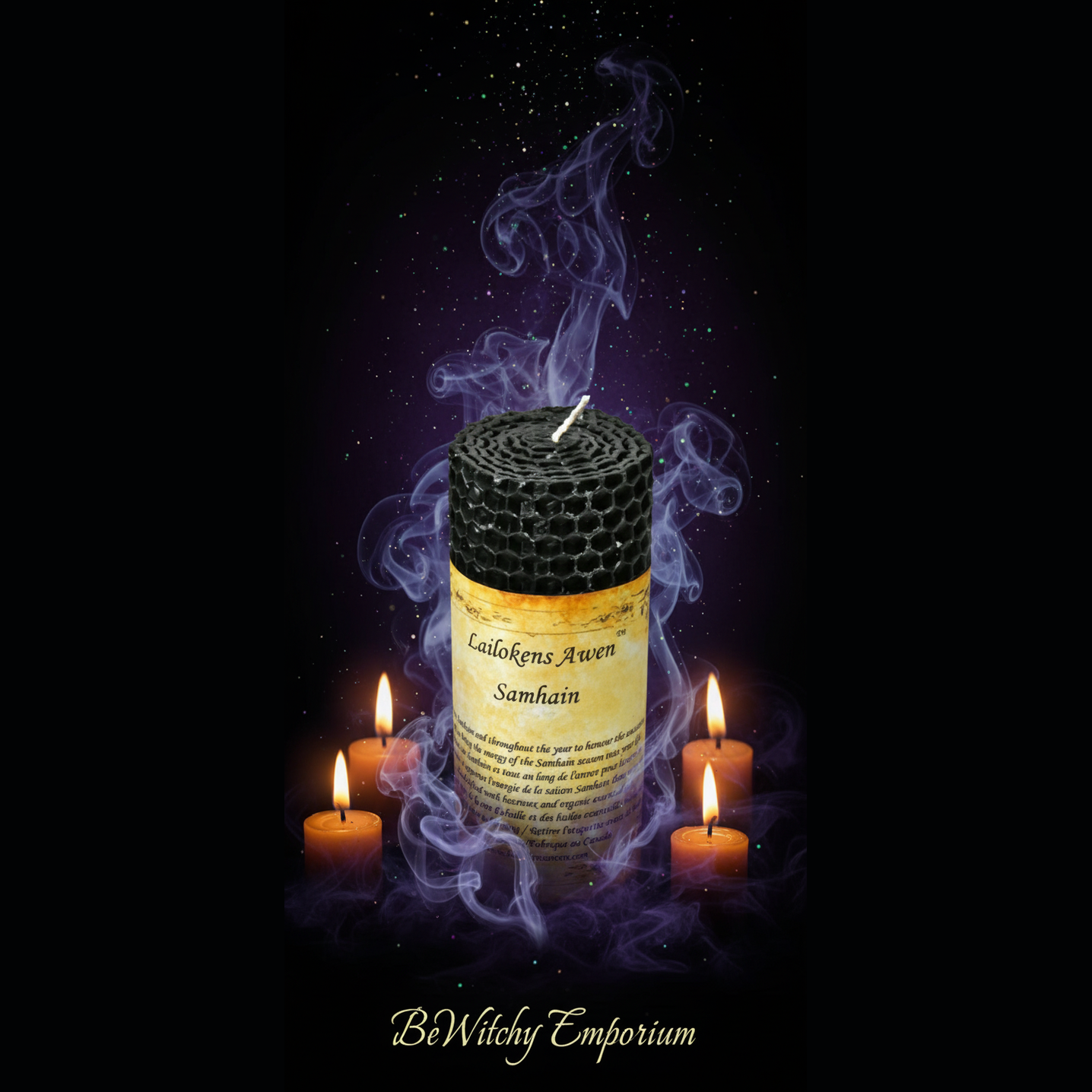 Exact Samhain candle with mystical atmosphere