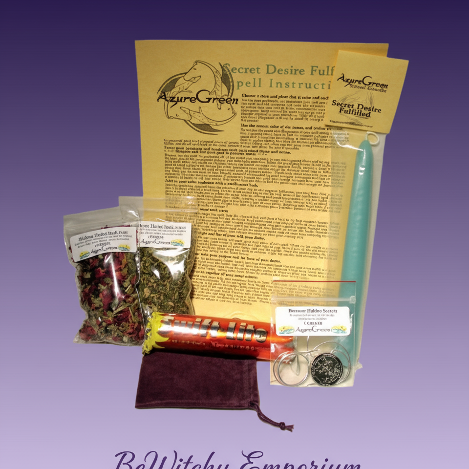 Exact Secret Desire Full Spell Instruction Kit with clean professional styling and BeWitchy Emporium watermark