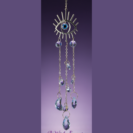 Exact silver evil eye sun catcher with clean professional styling and BeWitchy Emporium watermark