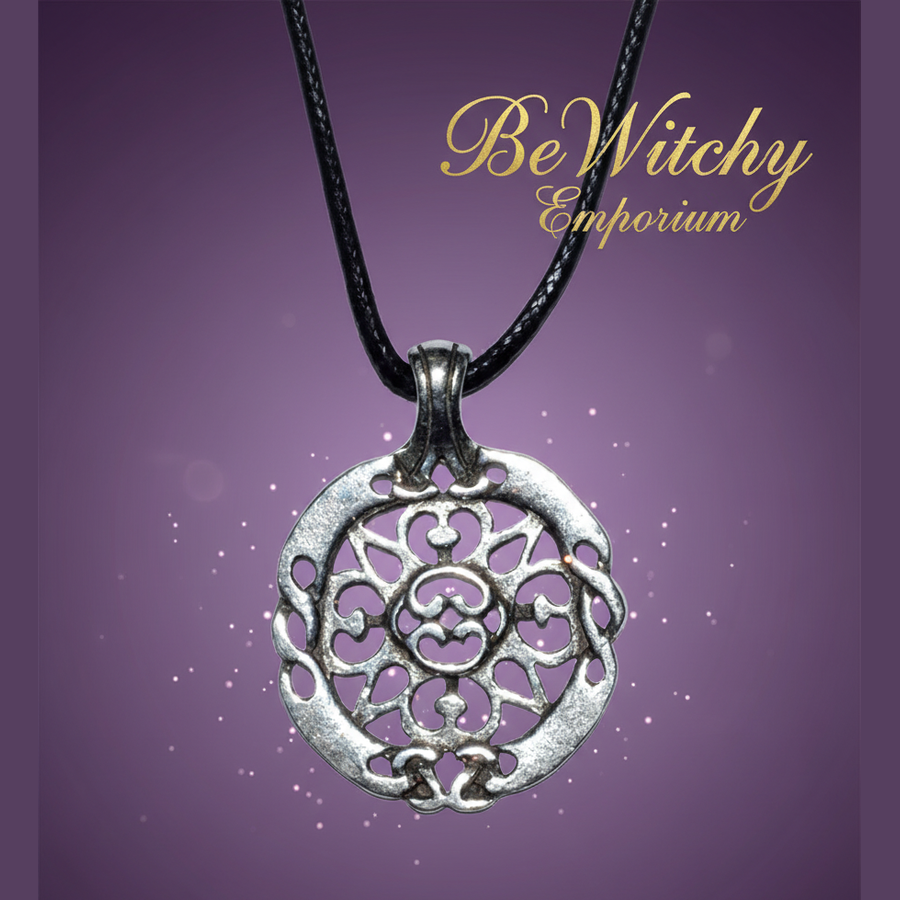 Exact silver filigree mandala pendant with clean professional styling and BeWitchy Emporium watermark