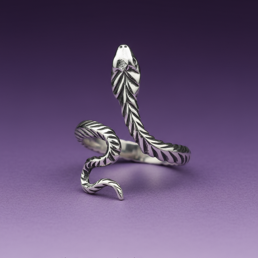 Exact silver snake ring with clean professional styling and BeWitchy Emporium watermark