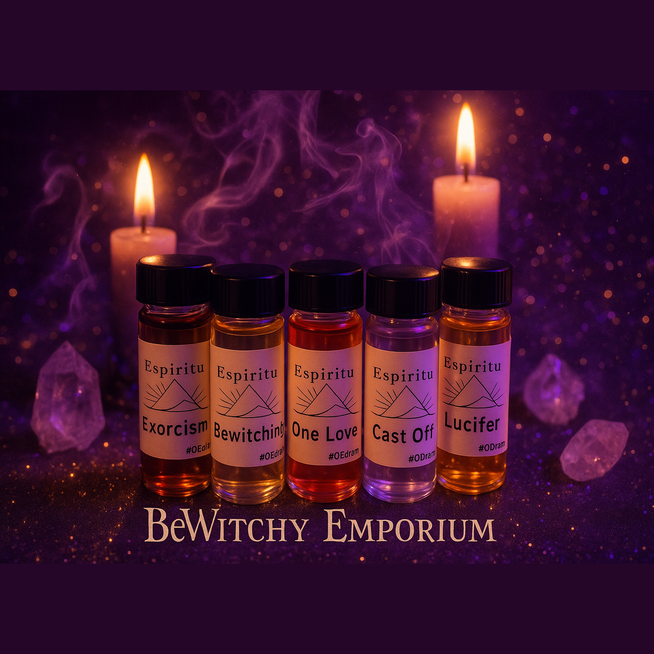 Exact spiritual oils collection with magical mystical effects