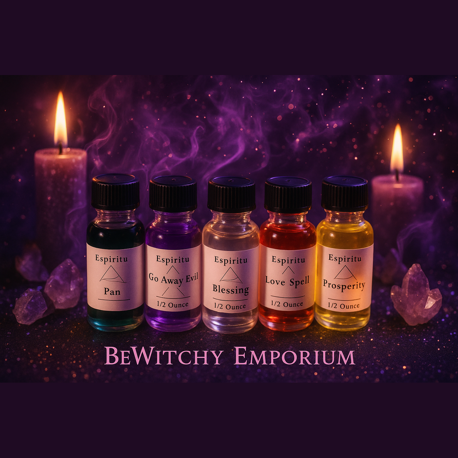 Exact spiritual oils collection with magical mystical effects