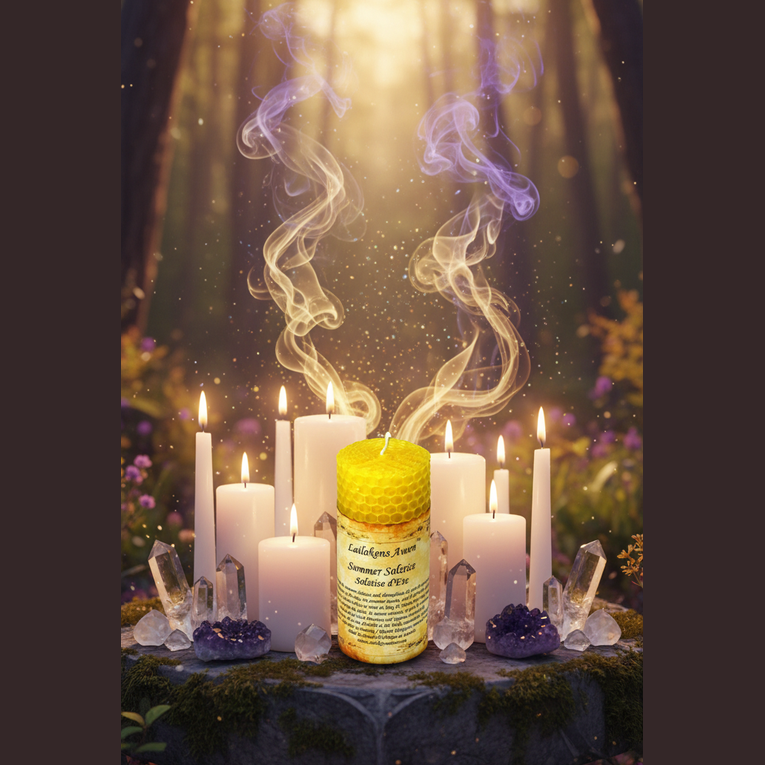 Exact Summer Solstice beeswax candle with magical solstice effects