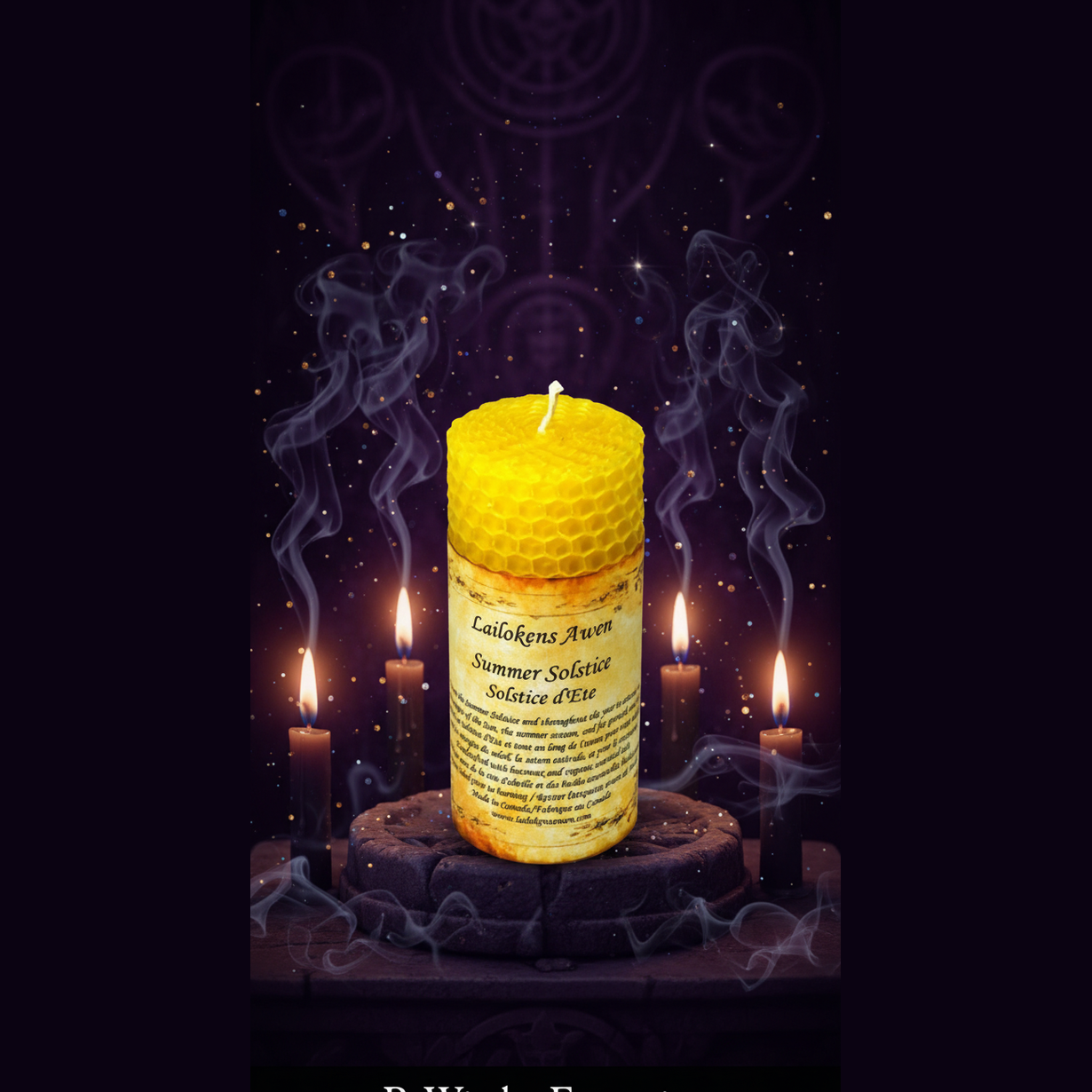 Exact Summer Solstice beeswax candle with mystical atmosphere