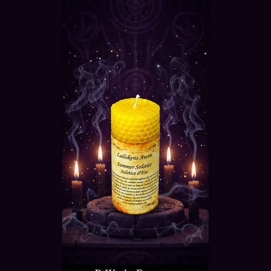 Exact Summer Solstice beeswax candle with mystical atmosphere