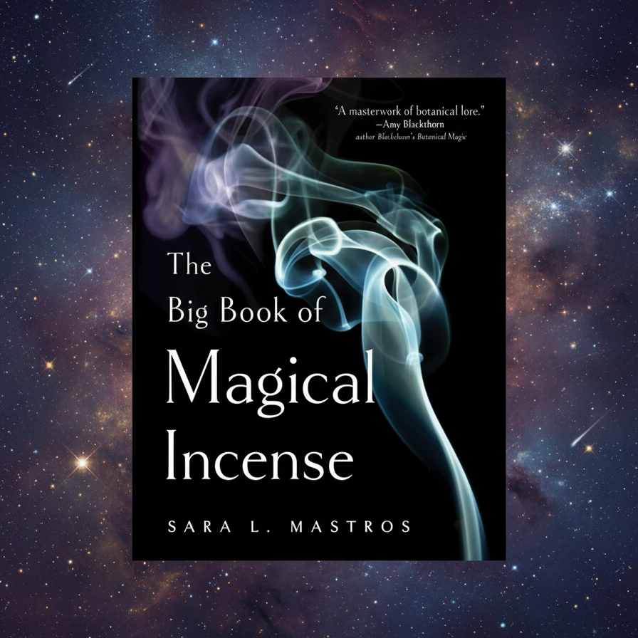 Exact The Big Book of Magical Incense with cosmic mystical styling and BeWitchy Emporium watermark