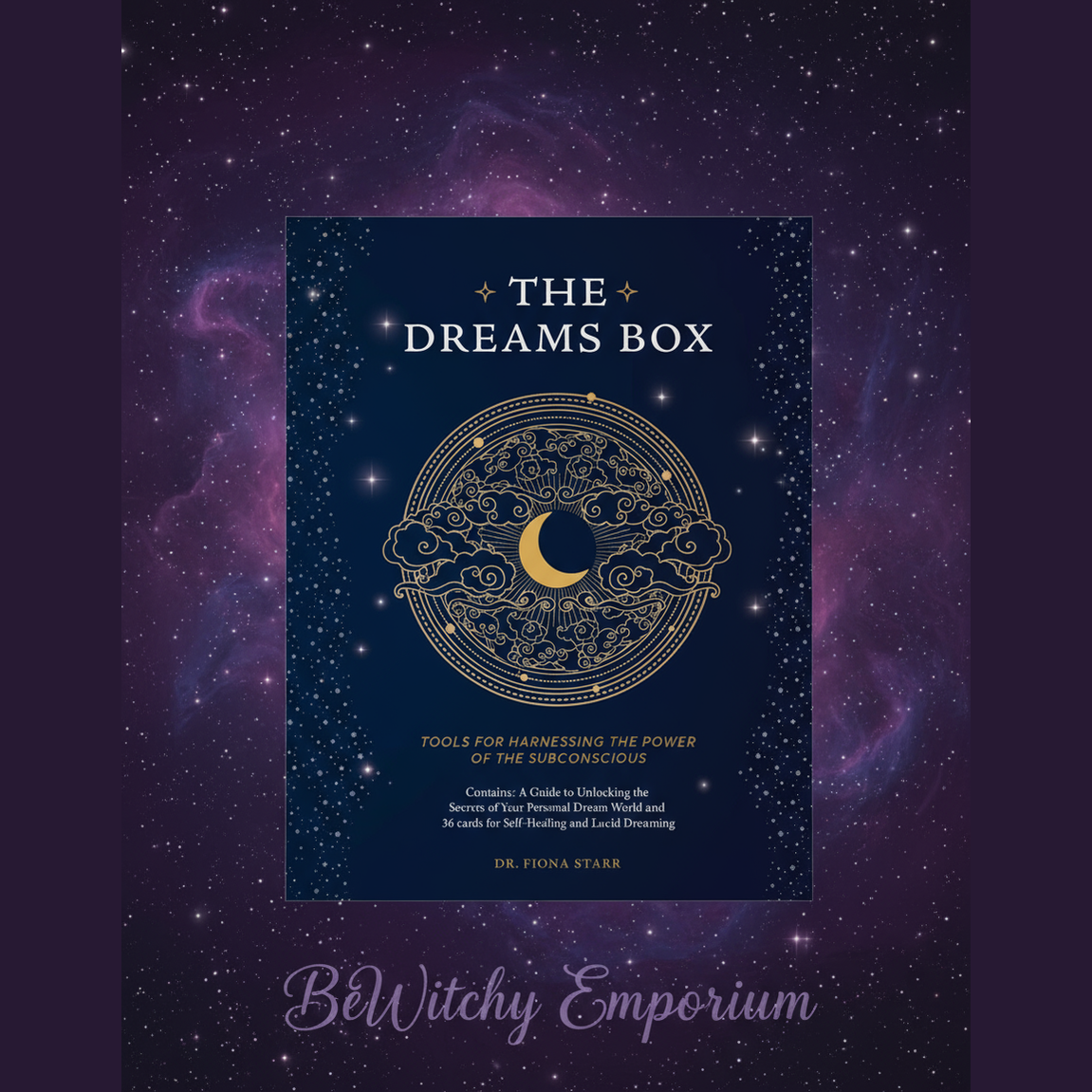 Exact The Dreams Box book with cosmic mystical styling and BeWitchy Emporium watermark