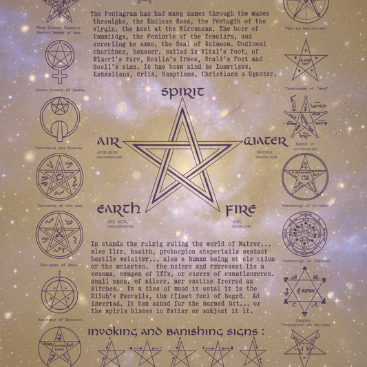 Exact The Pentagram poster with cosmic mystical styling and BeWitchy Emporium watermark