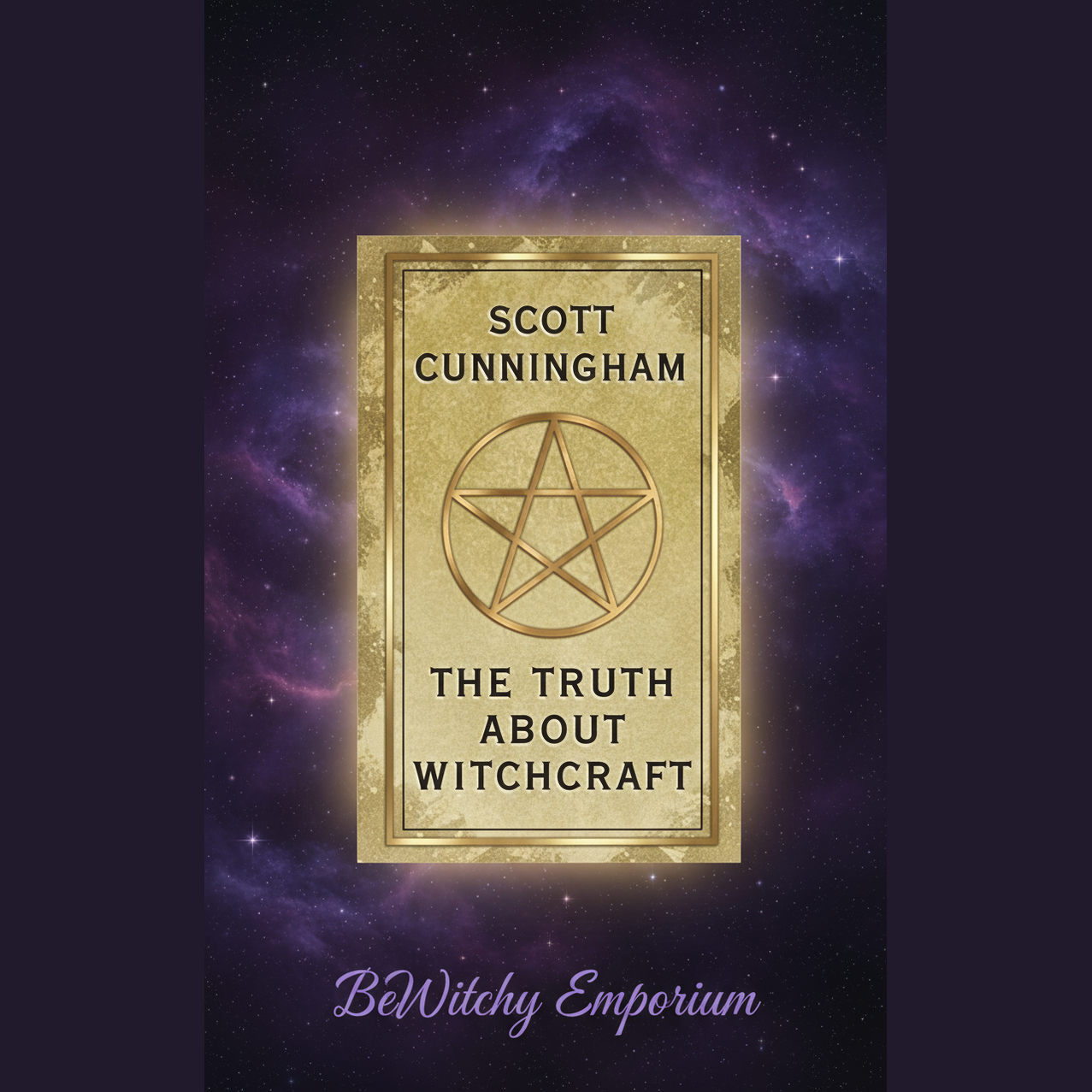 Exact The Truth About Witchcraft book with cosmic mystical styling and BeWitchy Emporium watermark
