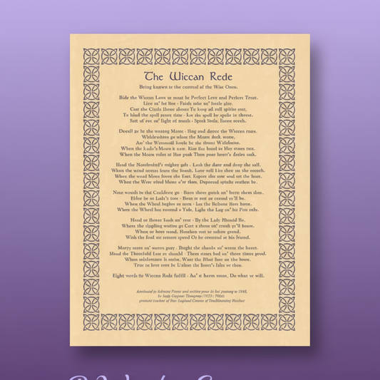 Exact The Wiccan Rede parchment poster with clean professional styling and BeWitchy Emporium watermark