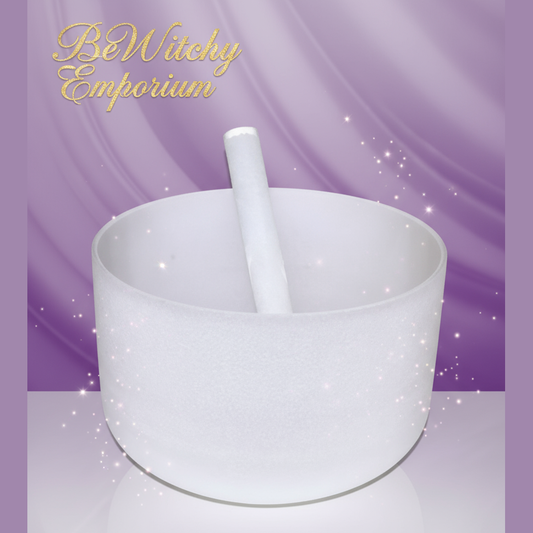 Exact white ceramic singing bowl with clean professional styling and BeWitchy Emporium watermark