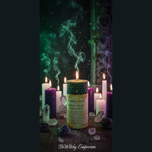 Exact Winter Solstice beeswax candle with magical winter effects