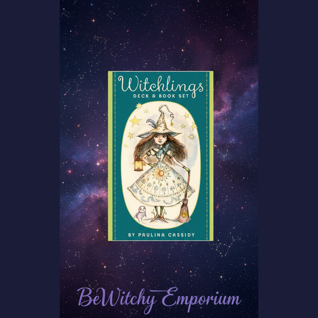 Exact Witchlings Deck & Book Set with cosmic mystical styling and BeWitchy Emporium watermark