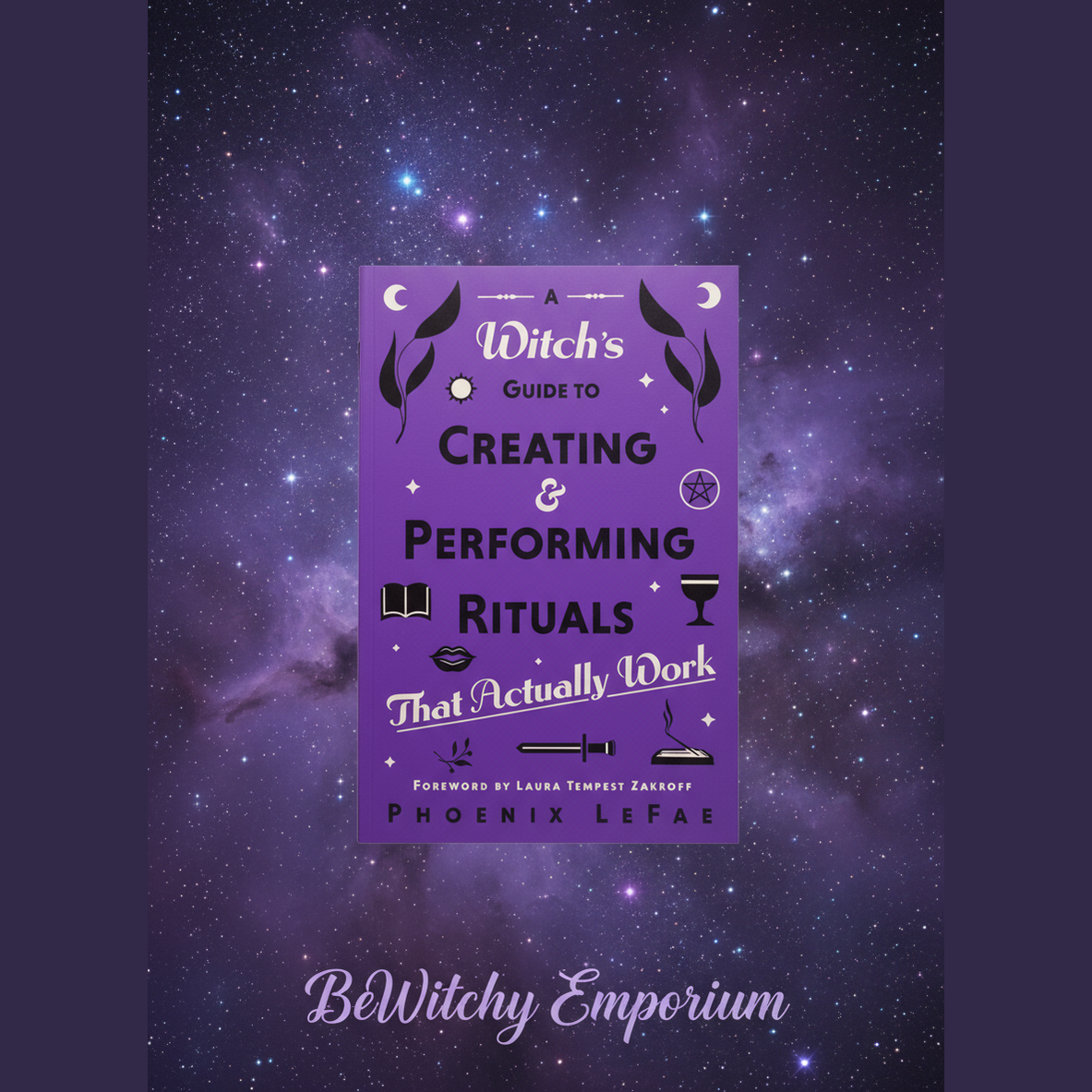 Exact Witch's Guide to Rituals book with cosmic mystical styling and BeWitchy Emporium watermark