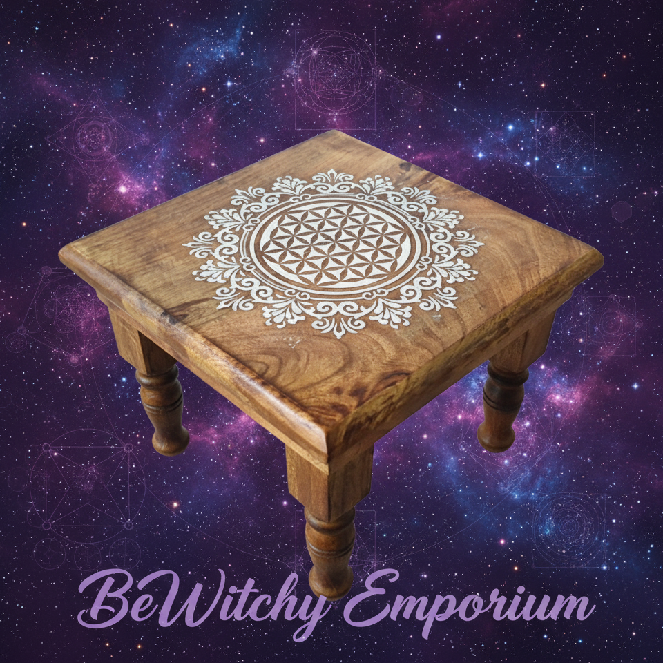 Flower of Life Altar Table - Mystical Starry Night