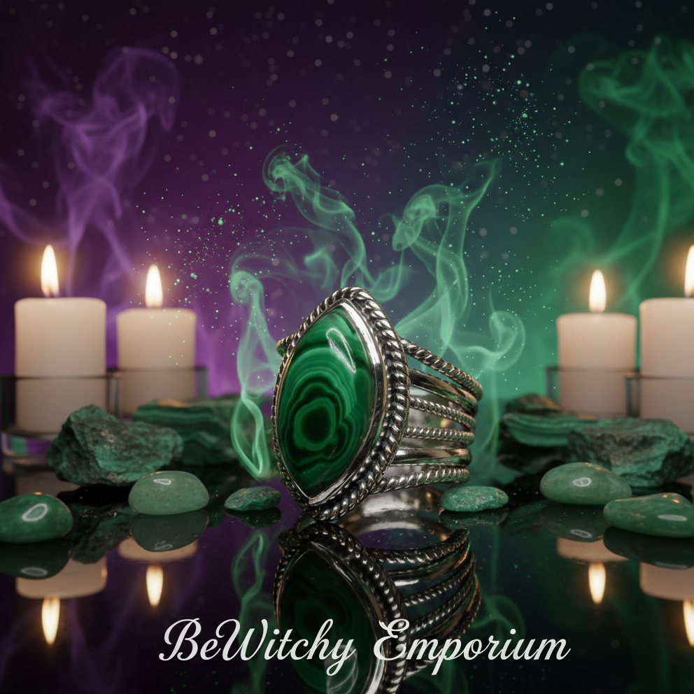 Malachite Silver Ring - Mystical Altar Style