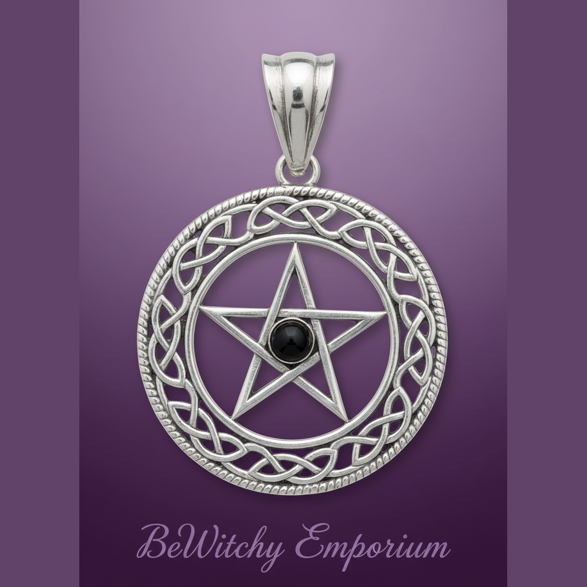 Pentacle Pendant with Black Stone - Clean Professional