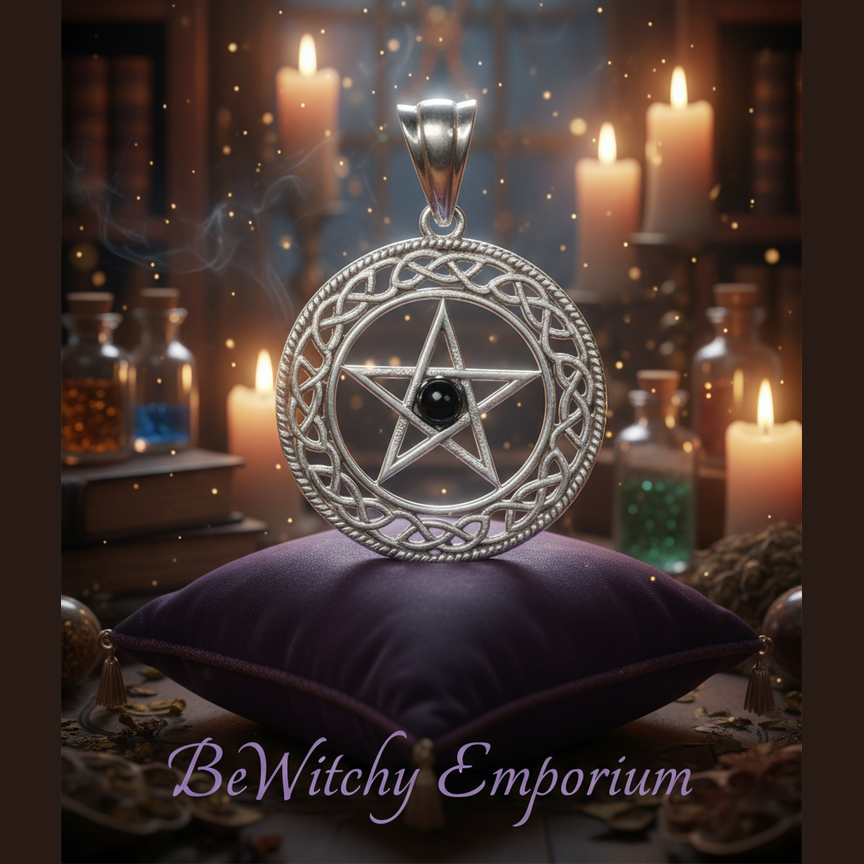 Pentacle Pendant with Black Stone - Luxurious Sanctuary