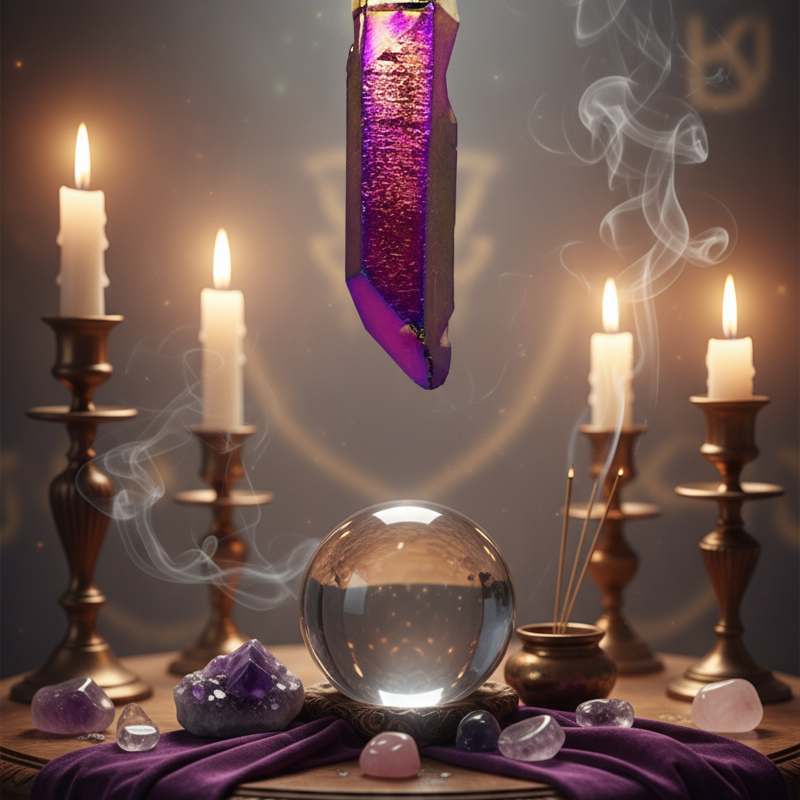 Purple Titanium Aura Quartz Pendant - Luxurious Sanctuary