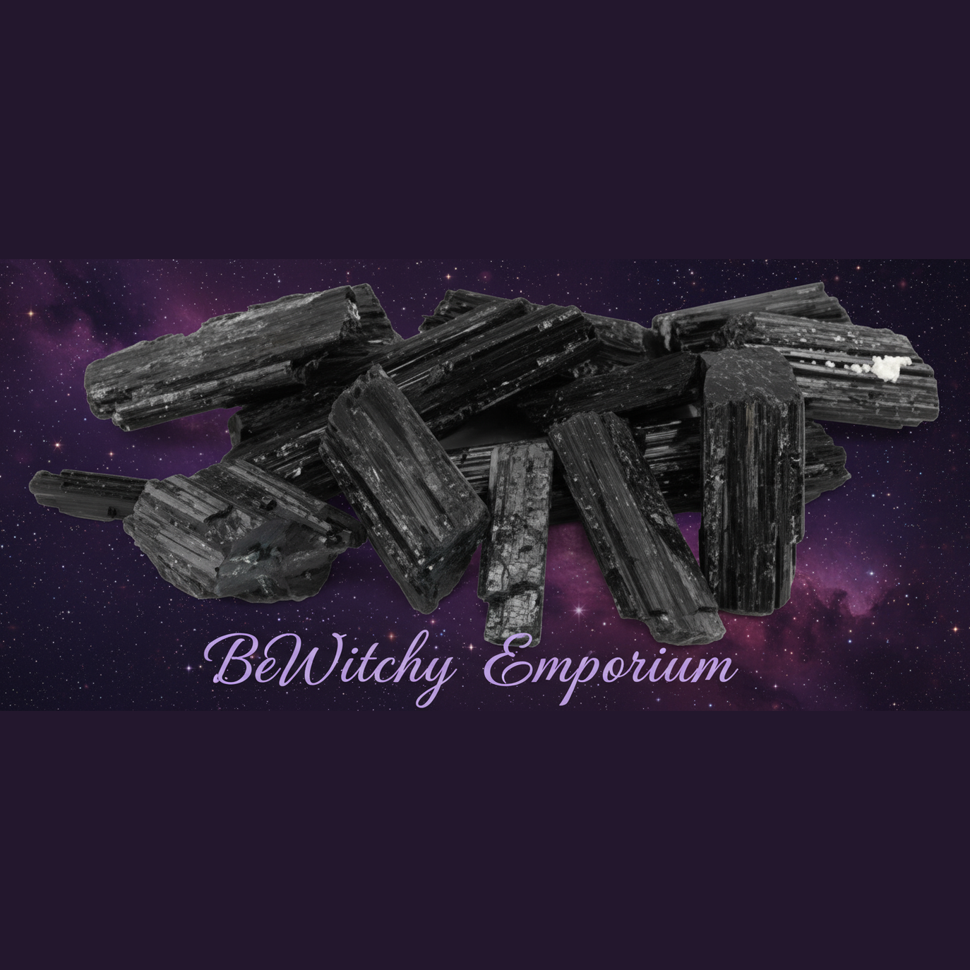 Raw Black Tourmaline Crystals - Mystical Starry Night